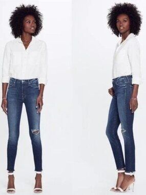 Mother The Looker Ankle Fray Jeans, Close to the Edge, Size 26. EUC